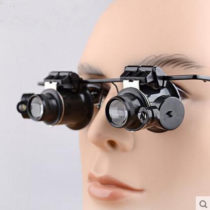 Binocular lens wearing LED lamp Clock Repair 20 times the magnifying glass jewelry identification times 10 times