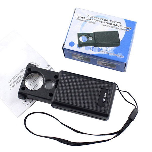 30x 60x Magnifier LED Mini Pocket Portable Hand Magnifying Jeweler Microscope Currency Detector Old Man Reading Glass