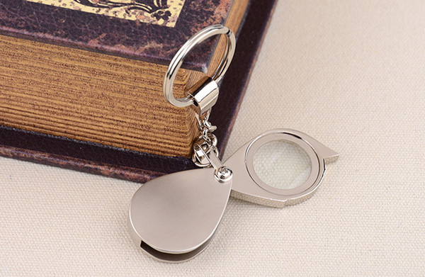 Metal folding portable small ornament mini magnifying glass red box