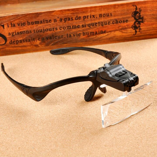 48pcs/lot 5 Lens Loupe Magnifier Magnifying Glass Jeweler Loupe Magnifier 1x1.5x 2.5x 3.5x 2x with 2 Led Eyewear,9892B