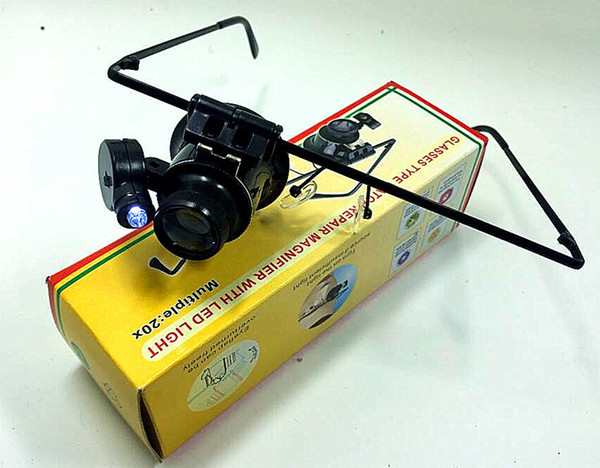 Glasses type with LED lamp clock maintenance 20 times X wearing magnifying glasses glasses magnifier