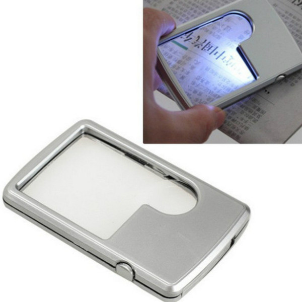 88*57*9mm Credit Card Led Magnifier Loupe With Light Leather Case Magnifying Glass Ultra-Thin Portable Square With LED Light