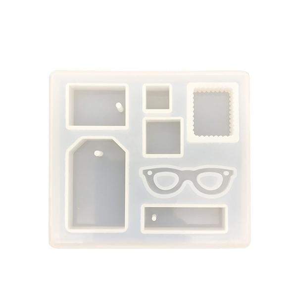 7 Cavity Pendant Making Silicone Mold Flexible Square Sunglasses Rectangle Different Shape Moulds with Hanging Hole DIY Jewelry Molds