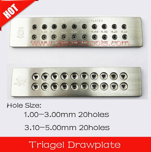 Tungsten Carbide Drawplates Triangle Shape Wire Drawplate Jewelry Making Tools Hole Size 1.00-3.00mm / 3.10-5.00mm 20 Holes