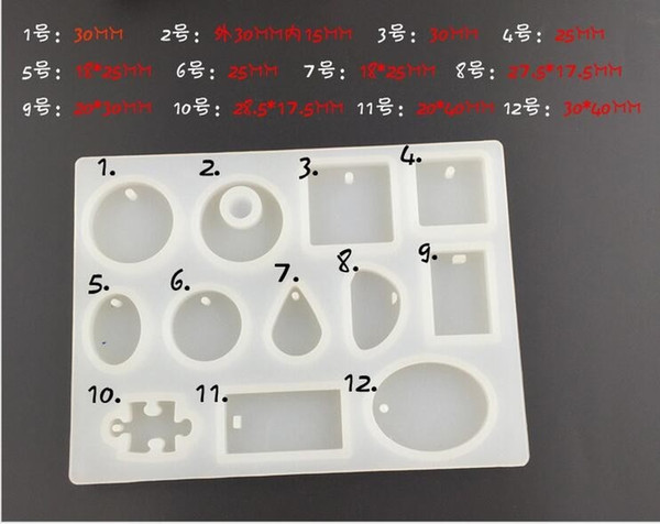 12 Designs Cabochon Silicone Mold Necklace Pendant Resin Jewelry Making Mould DIY Hand Craft free shipping