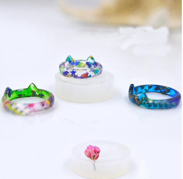 1 piece Transparent DIY Silicon Round Cat Shape Ring Mold Mould Jewelry Making Tools epoxy resin molds for jewelry