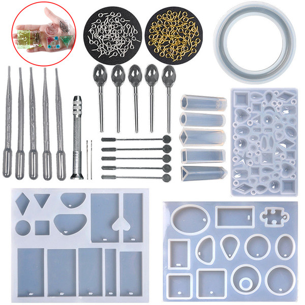Resin Casting Silicone Making Jewelry Molds Necklace Pendant Mould Hand Craft DIY Set Tool