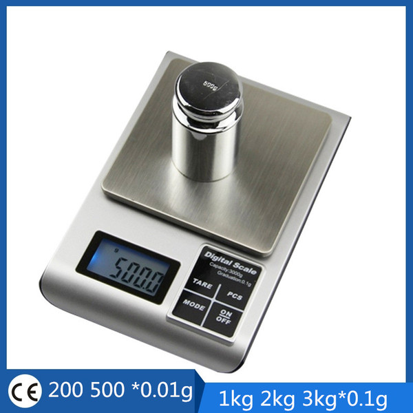 Hot Mini 200/500g x 0.01g and 1kg 2kg 3kg x0.1g Portable Electronic Digital Pocket Jewelry Scale Balance Pocket Gram LCD Display