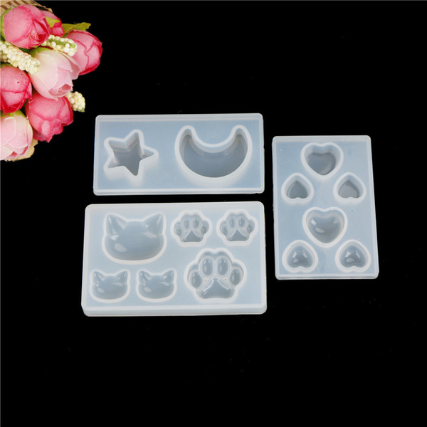 Diy Resin Necklace Pendant Cat Claw Moon Star Heart Liquid Silicone Jewelry Molds Wholesale