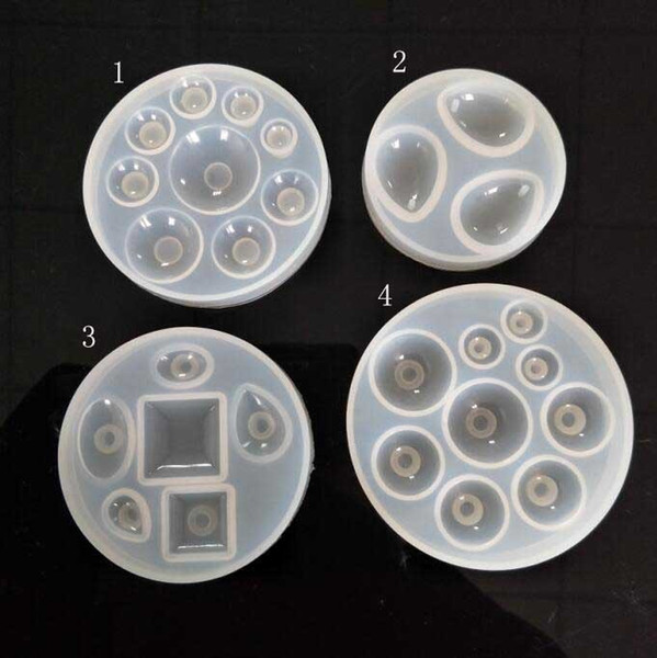 4 Pcs / Lot Designs DIY HandMade Time Gem Crystal Epoxy Silicone Drop Half Jewelry Molds Wholesale