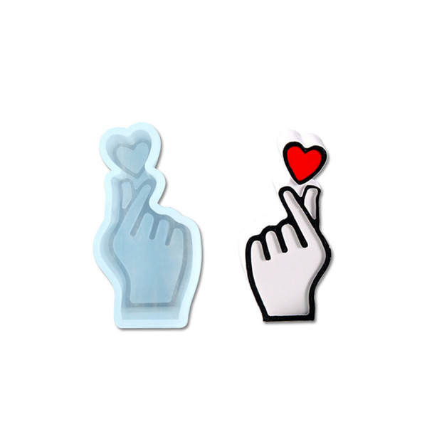 Finger Heart Silicone Mold Love Hand Showing Silicone Moulds Flexible Ruber DIY Gypsum Soap Clay Molds Car Home Jewelry Decoration