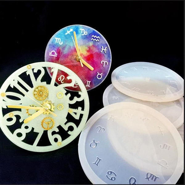 4 Styles Hot selling Silicone mold DIY resin jewelry pendant clock mold with Watch and clock movements