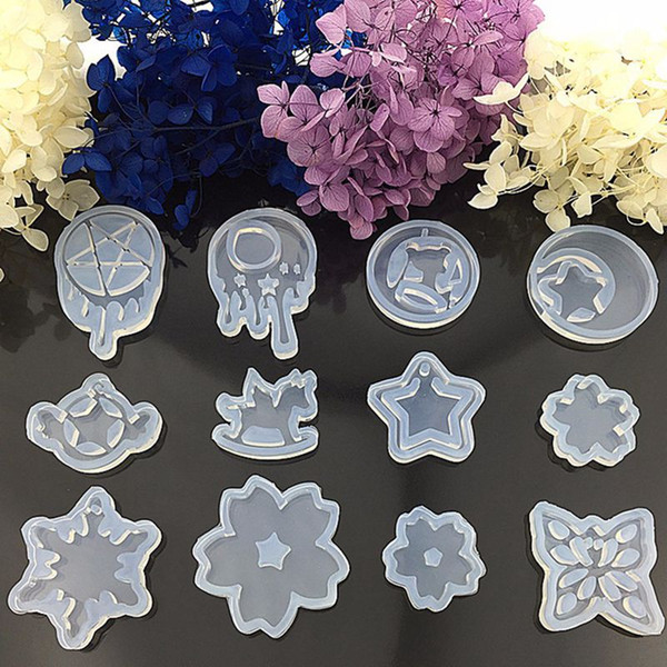 Transparent DIY Silicon Round Shape Moon Star Sailor Moon Watermark Pendant Trojan Mold Mould Jewelry Making Tools