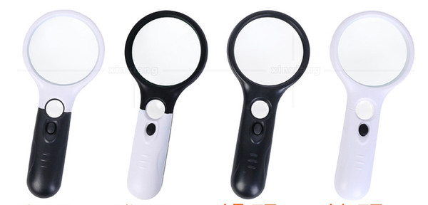 Double lens three LED lights handheld light reading identification jewelry high magnification magnifying glass