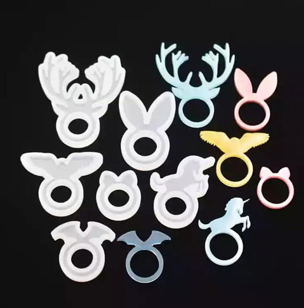 Silicone Ring Mould Animal Rings Mold Deer Rabbit Ear Unicorn Cat Ear Lovely Ring Moulds DIY Jewelry Making Tools