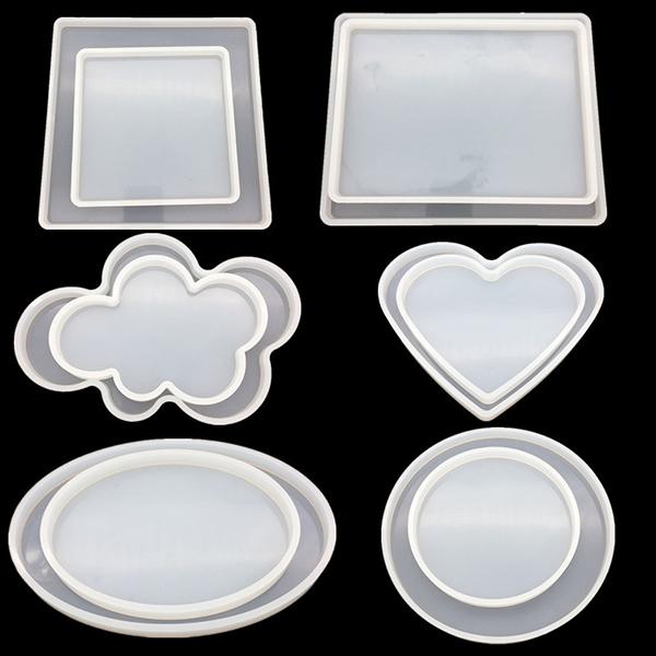 Silicone Molds Large Cloud Square Circle Heart Big Art Ornament Resin Polymer Clay Mud Board Wall Plaque Mold Handmade Jewelry Decor Tools