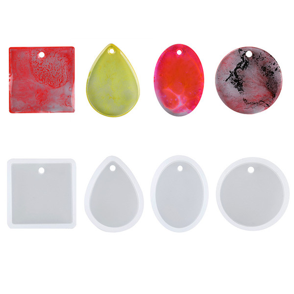 Necklace Pendant Mold Resin Silicone Mould Handmade DIY Jewelry Epoxy Charms Pendant with Hanging Hole Mould Craft DIY Tools