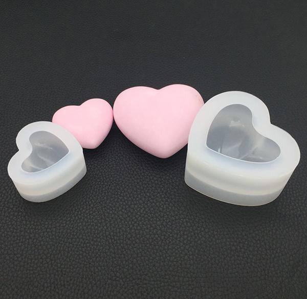 Silicone Resin Mold 3D Heart Transparent Flexiable Reusable Silicone Molds Resin Ornaments Soap Mould Clay Molds 8CM 5.5CM