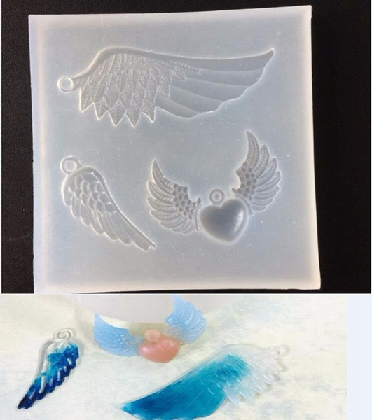 Hot selling Angel Wings Wings Pendant Silicone Mold DIY resin jewelry pendant necklace pendant lanugo mold free shipping