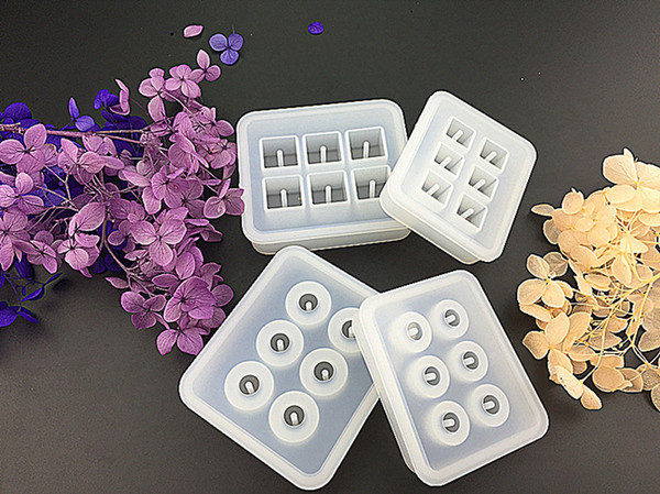 Six Grid Silicone Jewelry Bead Mold with Hole 12mm 16mm Square and Round Bead Mold DIY Jewelry Making Craft Flexible Resin Mould