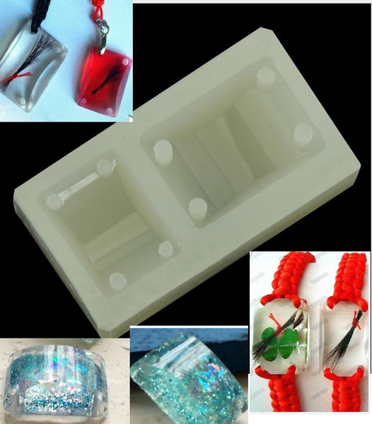 Rectangle Cabochon Silicon 4 Holes Mold Mould Epoxy Resin Jewelry Pendant Bracelet Making resin molds for jewelry free shipping