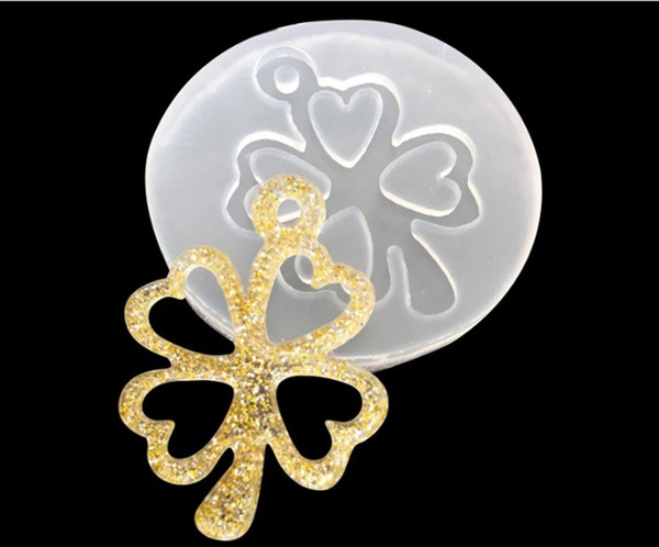 1pcs clover frame Liquid silicone mold DIY resin jewelry pendant necklace pendant lanugo mold resin molds for jewelry