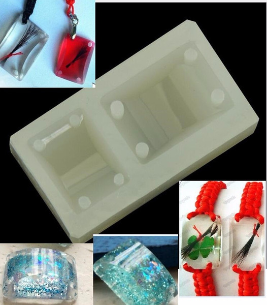 Hot selling Rectangle Cabochon Silicon 4 Holes Mold Mould Epoxy Resin Jewelry Pendant Bracelet Making 14*19mm 24*17mm