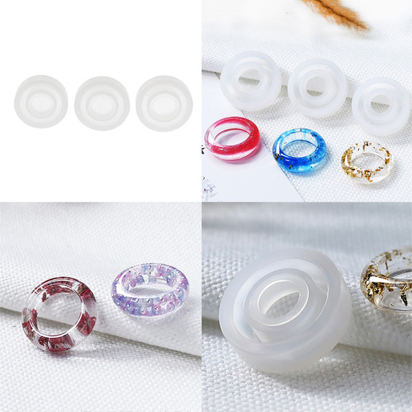 3pcs Flexible Durable Silicone DIY Ring Mold Making Resin Casting Jewelry Rings Mould Handmade Dried Flower Decorative Crafts free shipping