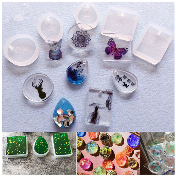 5Pcs / Set Water Drop Shape Resin Casting Forms Crystal Diamond Bracelet Pendant Jewelry Molds Wholesale