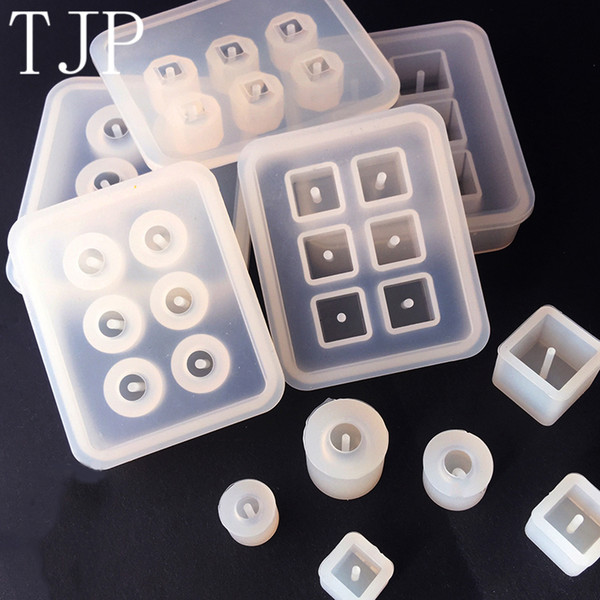 New Transparent Rectangle Silicone Beads Mould Square Ball 6 Hanging Holes DIY Epoxy Jewelry Molds resin tools 14 pcs/lot Wholesale