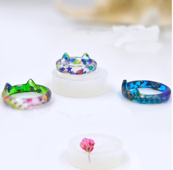 Transparent DIY Silicon Round Cat Shape Ring Mold Mould Jewelry Making Tools epoxy resin molds for jewelry 5pcs/set