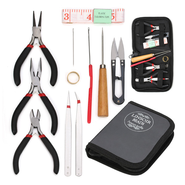 Jewelry Tools 12pcs/19pcs Jewelry Making Sets Flat Nose Pliers Beaded Needles Kit Fit DIY Jewelry Making Tools & Equipment