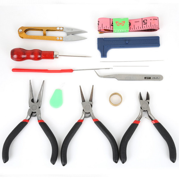 Jewelry Beading Needle Ruller Scissors Tweezer Crimper Pliers Tool For DIY Jewelry Making Tools & Equipment 13Pcs/Set