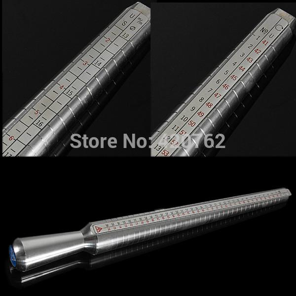 Free Shipping Silver Metal Guage Mandrel Stick Measure Ring Sizer Finger Sizing Standard Tool