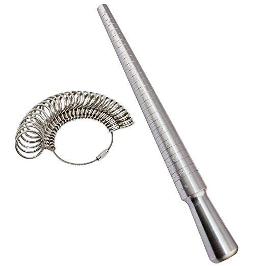 Metal Steel Ring Sizer Set Mandrel Gauge Finger Size Measure Rings Sizing Measurement Tool Jewelry Making Tools Jewelers Loop US 0-13