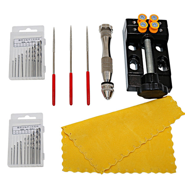 Precision Pin Vise Model Hand Crank Drill Press Micro Twist Drill Bits Set Drilling Holes Center Punch Rotary Tools