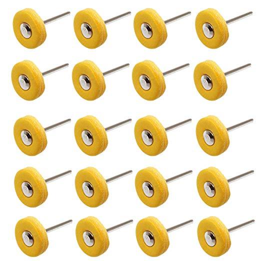 3mm Mandrel Little Buffing Wheels Polishing Buffer Wheel for Dremel Rotary Drill Tools Yellow 20 Pieces