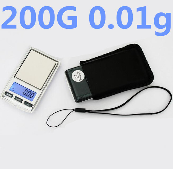 200g / 0.01g High Precision Digital Electronic LCD Scale Jewelry Weigh Scale Backlight Pocket Scale with Lanyard and holster