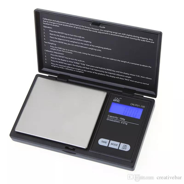 100g x 0.01g Pocket Mini Digital Scale Electronic Precise Jewelry Scale High precision Kitchen scales With LED Backlight in retail box