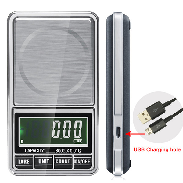 Electronic Jewelry Scale Digital Pocket Weight Mini Precision Balance USB interface LCD weight scale 600g x 0.01g