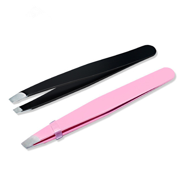 New Professional Stainless Steel Slant Tip Hair Removal Eyebrow Tweezer Makeup Tool Free Shipping