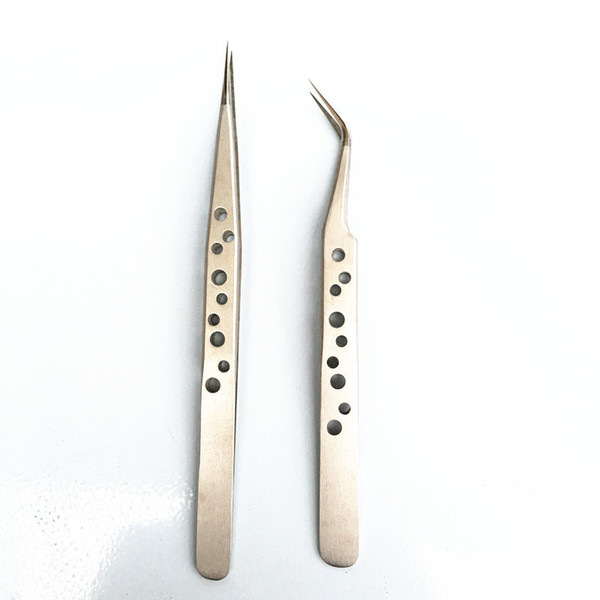 Stainless Steel Eyelash Tweezers Tool Superhard Anti-Static Eyelash Extension Tweezer Nail Rhinestone Decorations Picking Plier