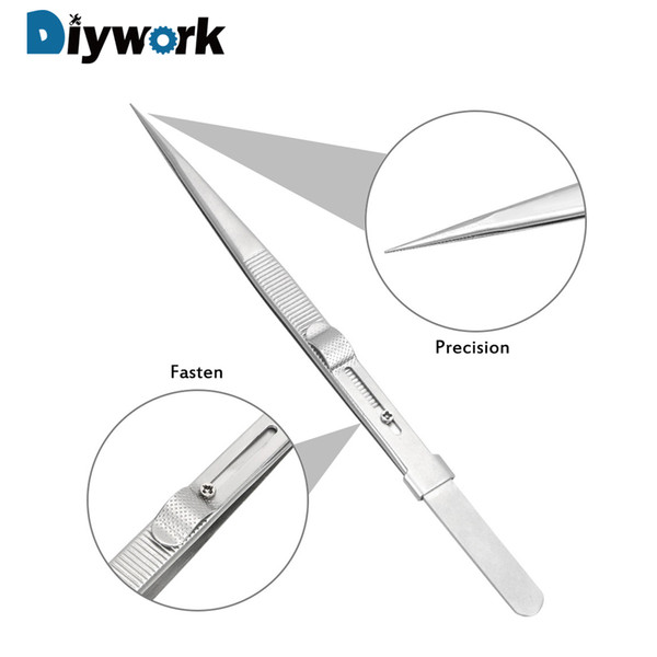 DIYWORK 165mmPrecision Adjustable Slide Lock Tweezer for Jewelry Electronic Components Holding Tightly Repair Tool