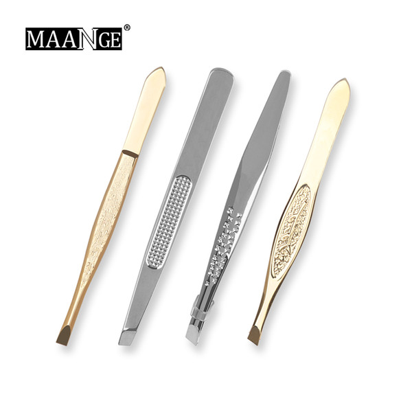 1PCS Angled Slanted Eyebrow Tweezers Stainless Steel Eye Brow Trimmer Eyelash Clip Face Hair Removal Cosmetic Beauty Makeup Tool