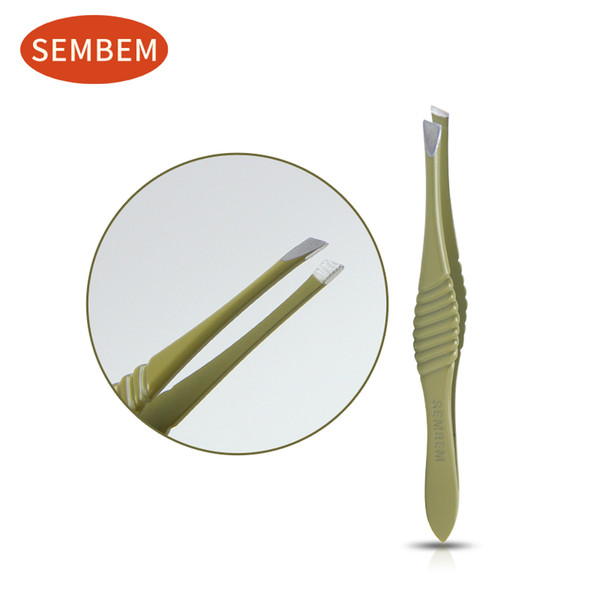 SEMBEM Precision Slant Eyebrow Tweezers Non-slip Makeup Remover Tweezer Tools Stainless Steel Face Hair Eyebrow Tweezers 1PC