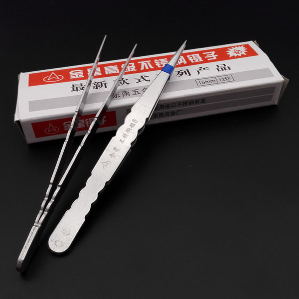 15mm tip thickened stainless steel tweezers straight-headed stainless steel tweezers 2 yuan shop wholesale