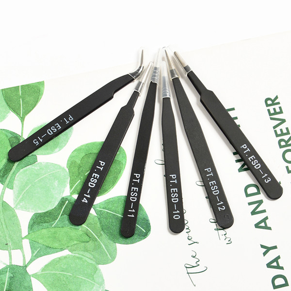 6PCS Anti-Static ESD Tweezers Electronic Rework Tool Set Anti-Magnetic Tweezers DIY Tools baking tools for cakes decorating tool