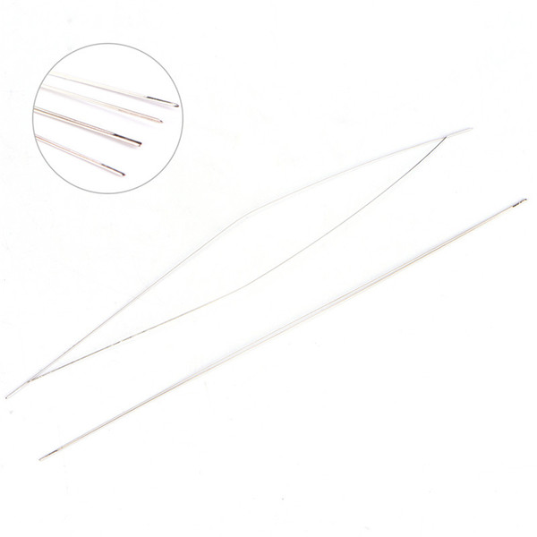 5Pcs/lot Mixed Size Iron Big Eye Curved Beading Needles Threading String Cord Easy Jewelry Making Tools