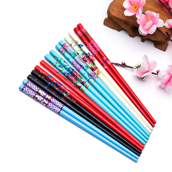 2018 2Pcs/Set Handmade Hair stick Vintage Painting hairpin Colorful Natural wood for women Japanese hairpin Wood Chinese hair stick