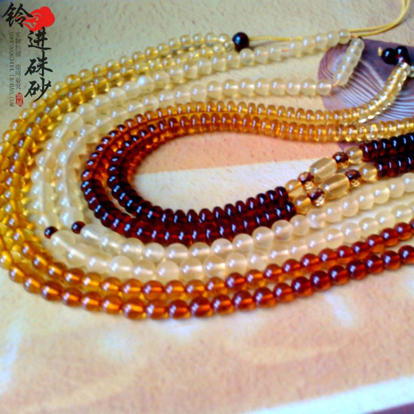 [produced] bell into pure Poland xieying Succinum gradient color rainbow 108 particle Beads Necklace Pendant